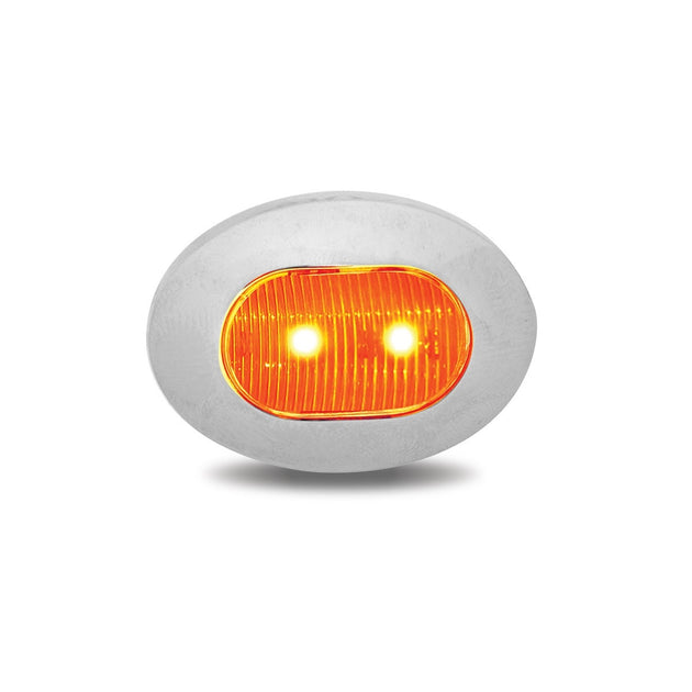 3/4" OVAL DUAL REVOLUTION AMBER MARKER TO WHITE AUXILIARY LED LIGHT