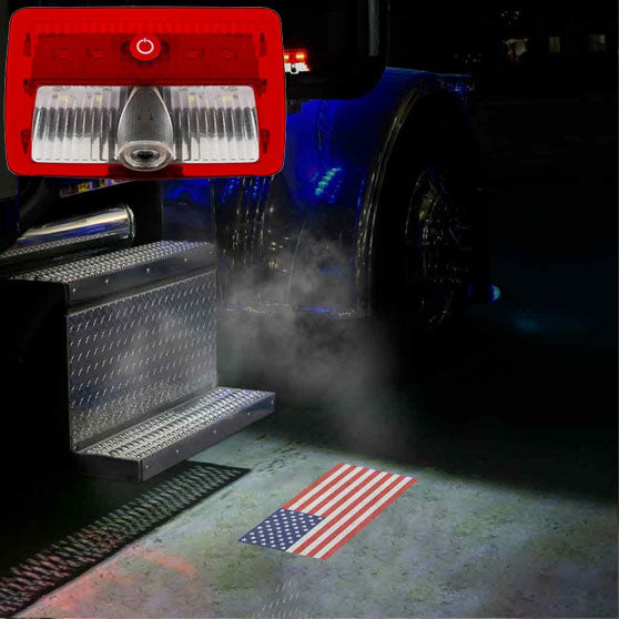 Peterbilt And Kenworth Rectangle USA Flag Projector LED Door Light