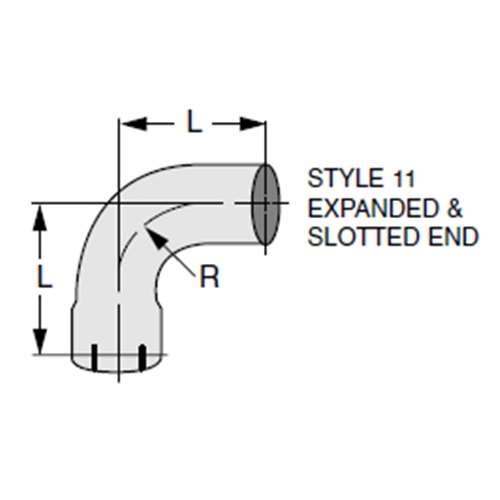 90 DEGREE; 1D; EXPANDED AND SLOTTED - CHROME 4"