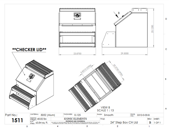 18" Step Box w/Aluminum Checkerplate lid *recommended used with P/N 1900 for mounting