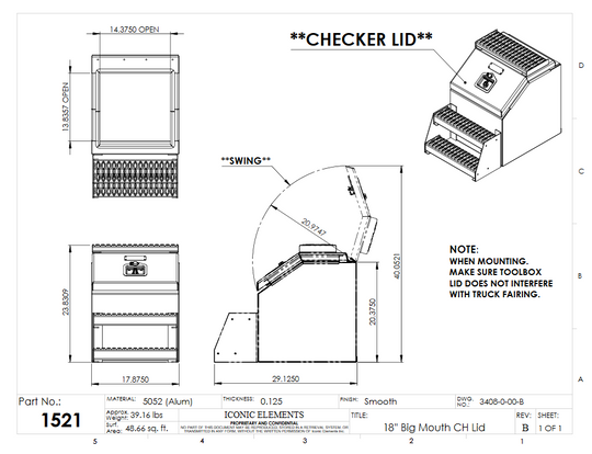 18" Big Mouth Step Box w/Aluminum Checkerplate lid *recommended used with P/N 1900 for mounting