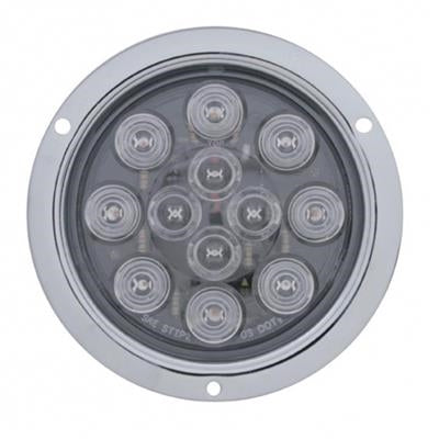 12 LED 4" Round Flange Mount Light (Stop, Turn & Tail) - Red LED/Clear Lens