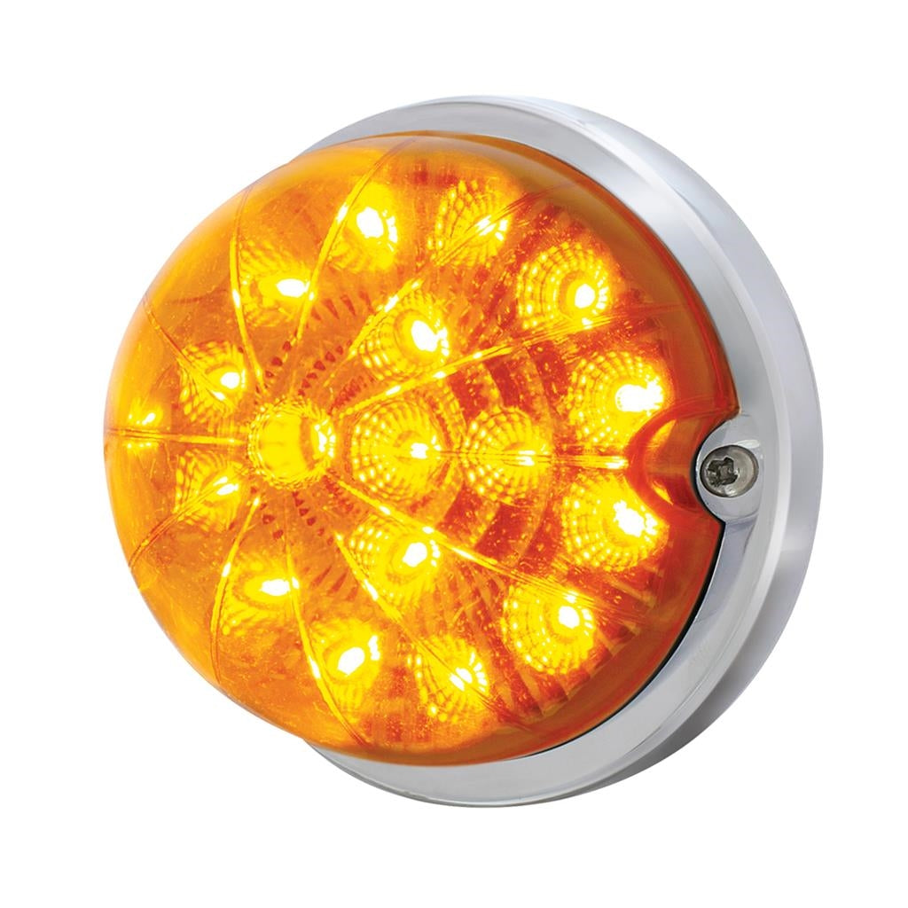 17 LED Dual Function Watermelon Clear Reflector Flush Mount Kit With Low Profile Bezel -Amber LED & Lens