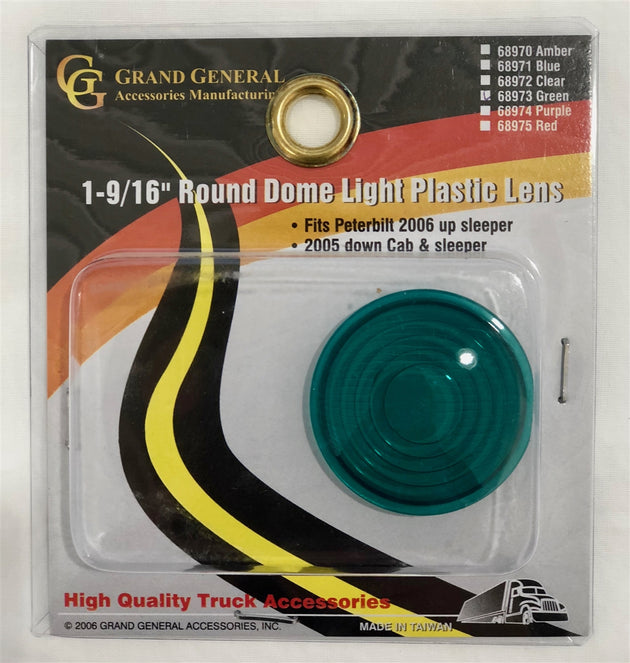 GREEN 1-9/16" ROUND CAB DOME LIGHT LENS FOR PETE 2006 UP