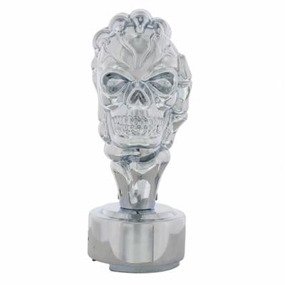 Chrome Skull Gearshift Knob With 13/15/18 Speed Adapter