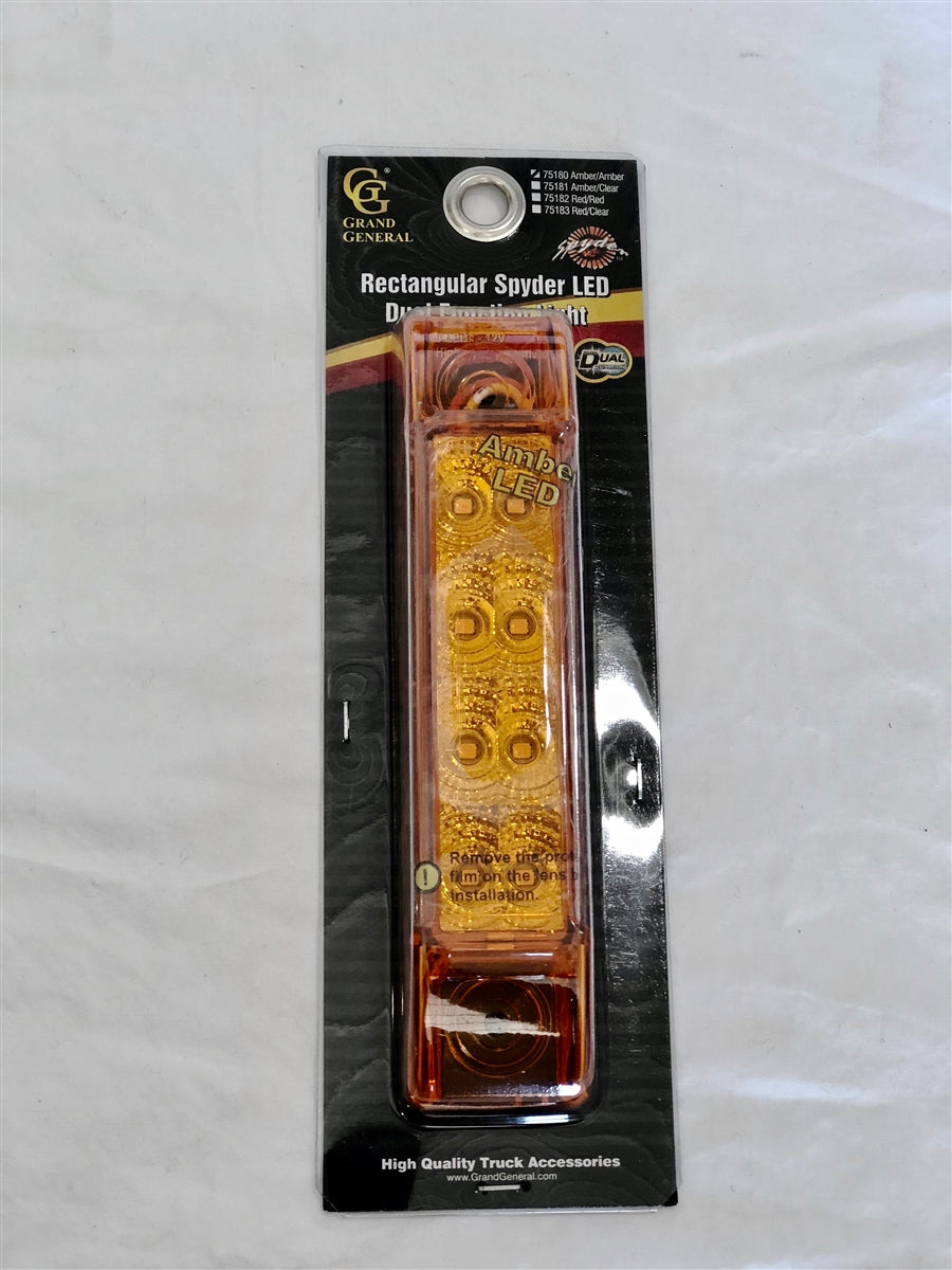 6"L RECT. SPYDER AMBER/AMBER 8 LED LIGHT, HIGH/LOW 3 WIRES