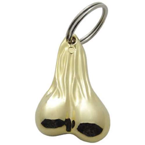 2-1/2" Small Die-Cast Low-Hanging Balls Novelty Key Chain - Gold
