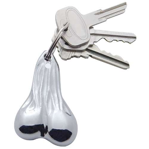 2-1/2" Small Die-Cast Low-Hanging Balls Novelty Key Chain - Chrome