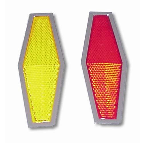 AMBER 1-3/4"X5-1/2" STICK-ON REFLECTOR W/CR. RIM
