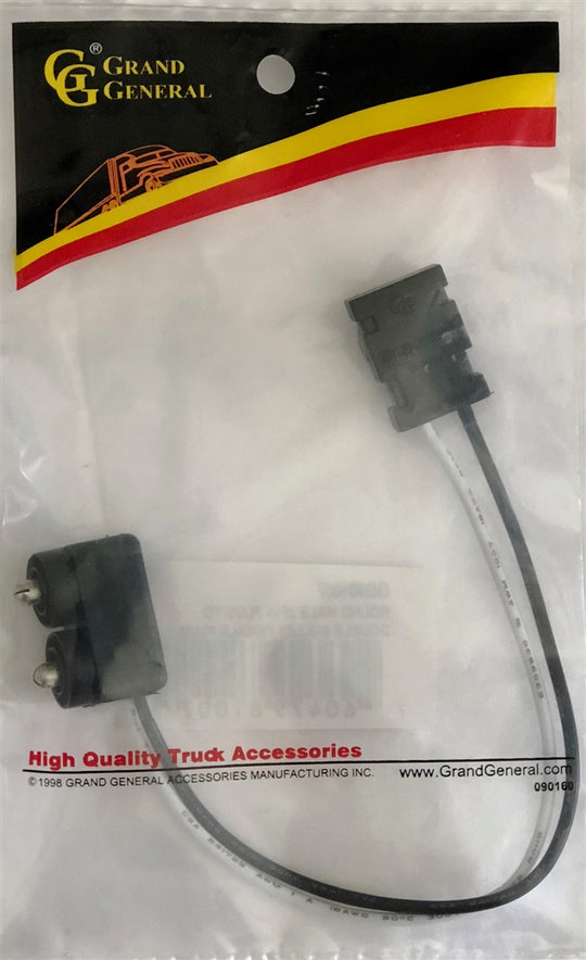 ROUND MALE 2-PIN TO 2-PRONG LIGHT PLUG ADAPTER