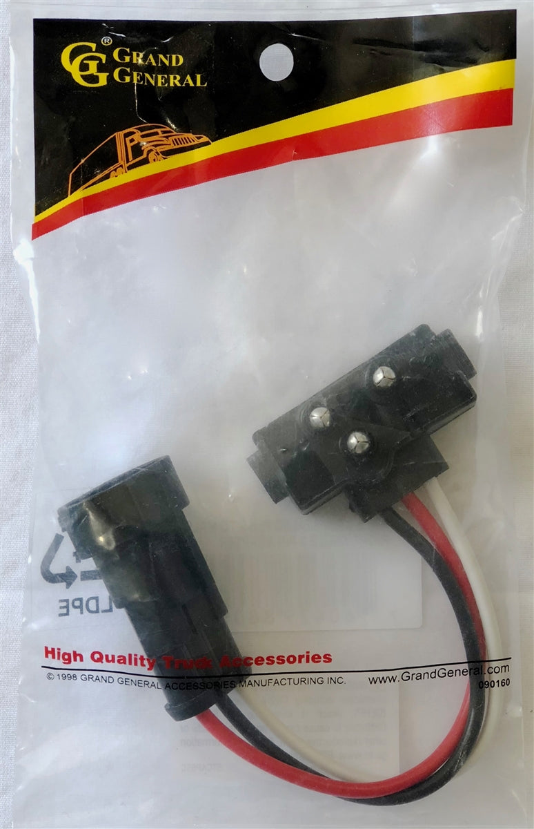 WEATHER PACK 3-PIN TO STANDARD 3-PRONG  LIGHT PLUG ADAPTER, 4" LEAD