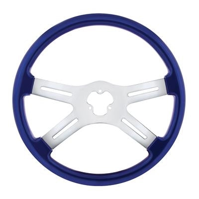 18" Vibrant Color 4 Spoke Steering Wheel - Indigo Blue