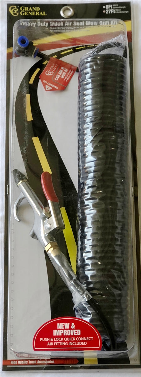 HEAVY DUTY TRUCK AIR SEAT BLOW GUN KIT, EXTENDED 27FT COIL