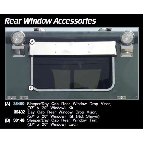 PB SLEEPER/DAY CAB REAR WINDOW DROP VISOR (37" x 20" WINDOW)