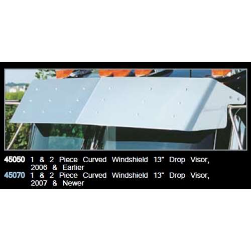 KW CRVD WINDSHIELD 13" DROP VISOR 07 & NEWER(2 FACTORY BKTS)