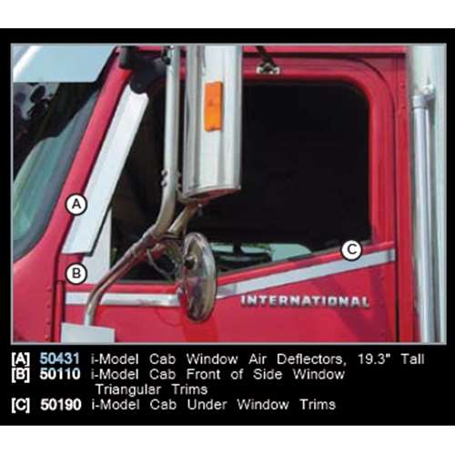 IN i-MODEL CAB WINDOW AIR DEFLECTORS, 19.3" TALL