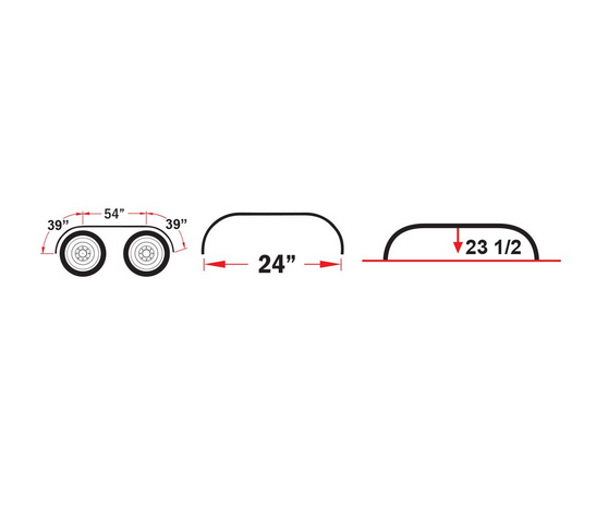 132" SMOOTH FULL FENDER W/ROLLED EDGE (39''-54''-39'' 14 GA