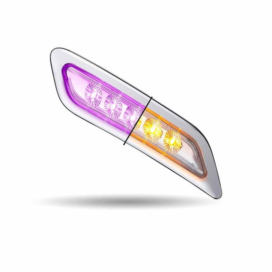 PETERBILT DUAL REVOLUTION AMBER TURN & MARKER TO PURPLE AUXILIARY LED DOOR LIGHT - PASSENGER SIDE